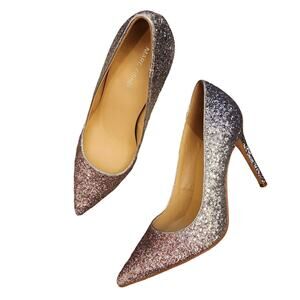 Marc Fisher Women's Garicky Glitter Pointed Toe Pink Silver Ombre Size 8.5